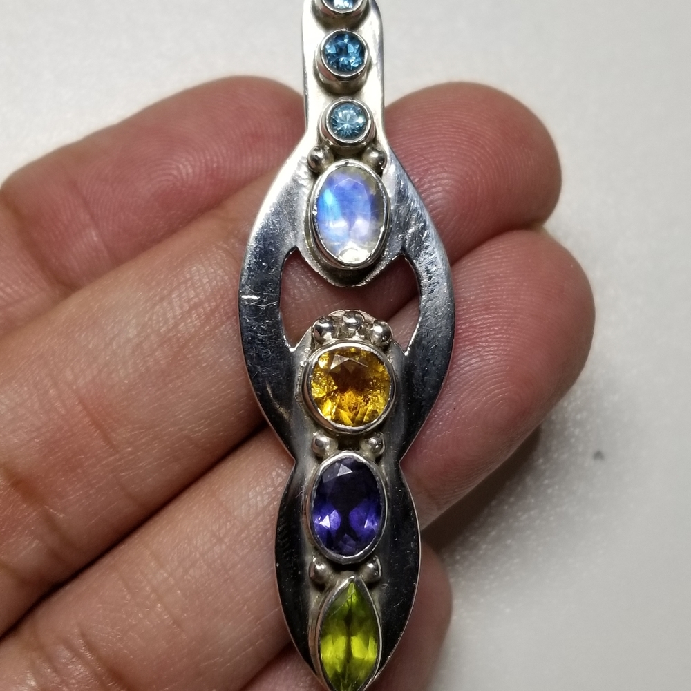 Sterling and multigemstone pendant